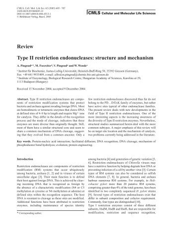 Review Type II restriction endonucleases: structure and ... - 2009 iGEM