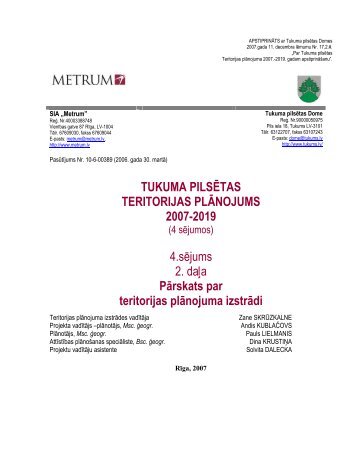 TUKUMA PILSÄTAS TERITORIJAS PLÄNOJUMS 2007-2019 4 ...