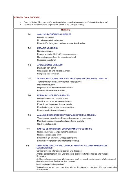 Matemáticas I - FCJS - Universidad Rey Juan Carlos