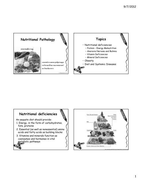 Nutritional Pathology Topics Nutritional ... - มหาวิทยาลัยนเรศวร