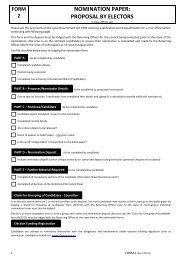 form 2 nomination paper: proposal by electors - Fairfield City Council