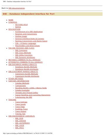 DBI - Database independent interface for Perl - Level5Software.net