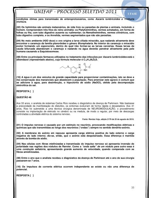 prova 1 fase - Universidade Federal do AmapÃ¡ - Unifap
