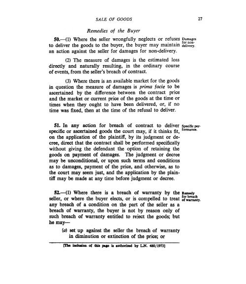 THE SALE OF GOODS ACT