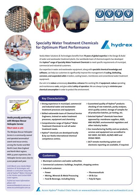 Hydrex ® Specialty Water Chemical brochure - Veolia Water ...