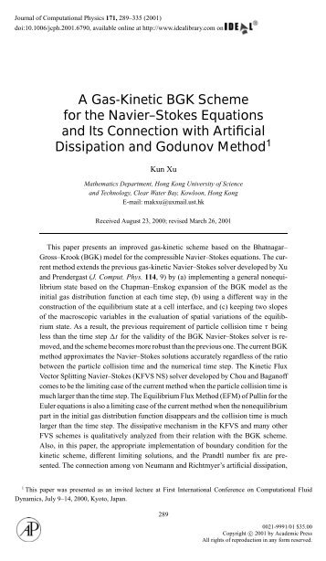 A Gas-Kinetic BGK Scheme for the Navier–Stokes Equations and Its ...