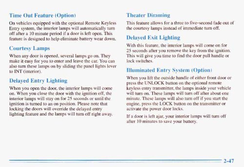 1996 Buick Park Avenue Owner's Manual