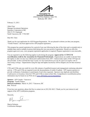 Approval Letter - AFPC Canada Vancouver