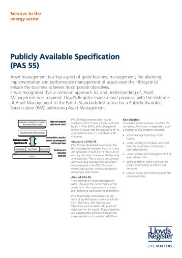 PAS 55 Asset Management (pdf, 89kb) - Lloyd's Register