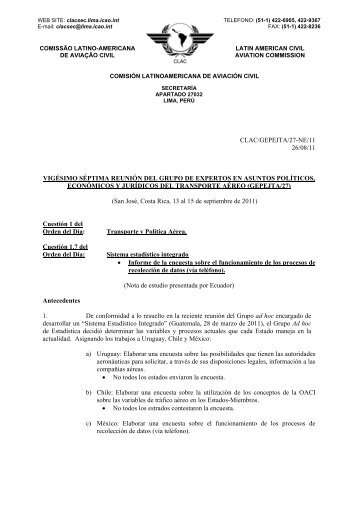 clac/gepejta/27-ne/11 - Comisión Latinoamericana de Aviación Civil ...