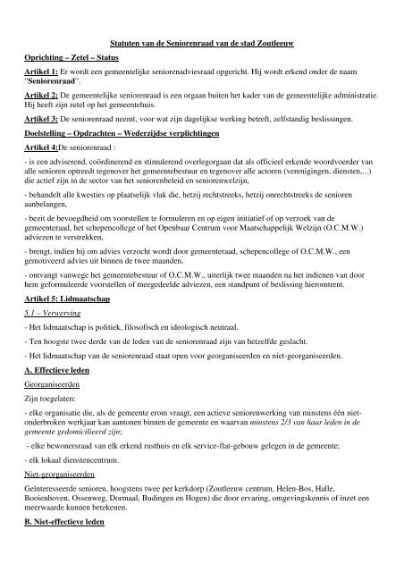 de nieuwe statuten van de seniorenraad - Stad Zoutleeuw