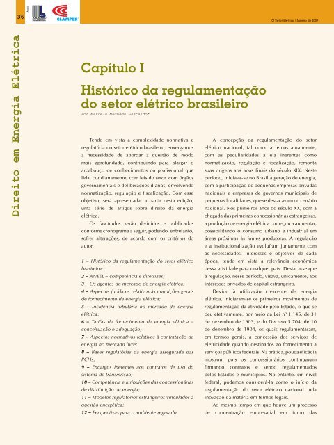 Capítulo I Histórico da regulamentação do setor elétrico brasileiro