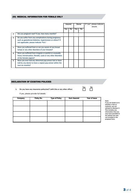 Health declaration form - AXA Life Insurance Singapore