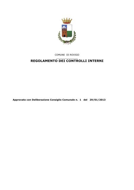 REGOLAMENTO DEI CONTROLLI INTERNI - Comune di Rovigo