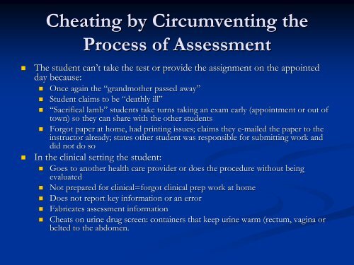 Innovative Cheating techniques by Dr. Dina Faucher - Arizona State ...