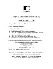 Trip Cancellation/Interruption/Delay - Chubb Group of Insurance ...