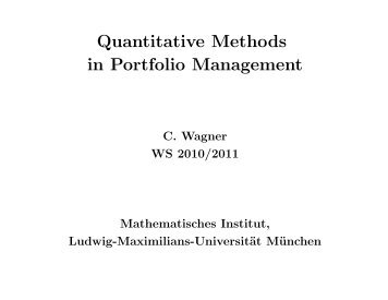 Quantitative Methods in Portfolio Management - Ludwig-Maximilians ...