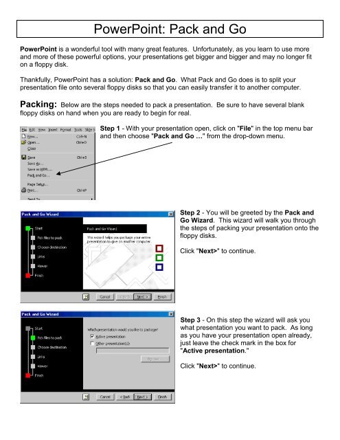 PowerPoint: Pack and Go