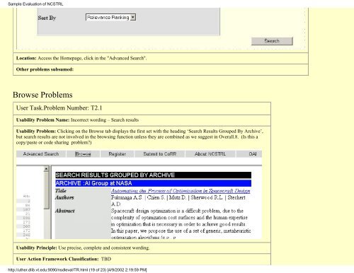 Sample Evaluation of NCSTRL - Computer Science Technical Reports