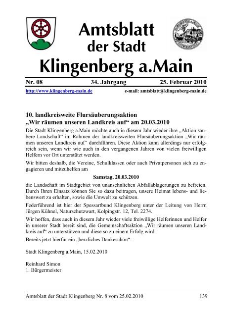 Amtsblatt Klingenberg a.Main - Klingenberg am Main
