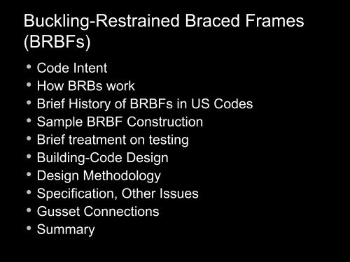 Buckling Restrained Braced Frames - SEAoT