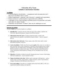 Syllabus Construction - Faculty Web Hosting - University of La Verne