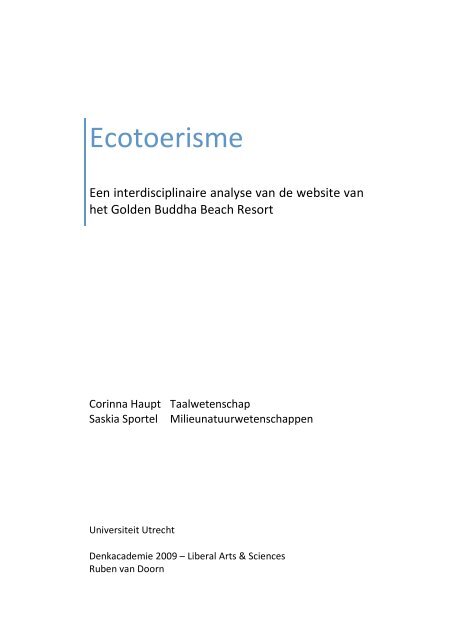 Ecotoerisme - Universiteit Utrecht