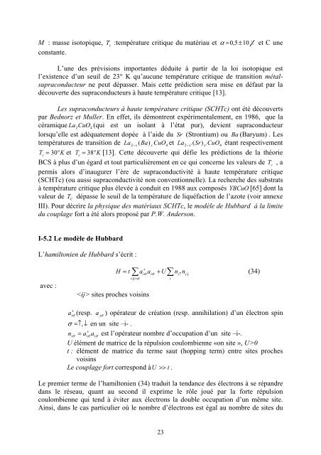 Annexe IV ModÃ¨le de Hubbard standard et Ã©tats cohÃ©rents - Toubkal