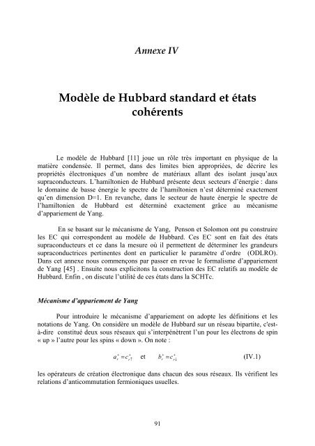 Annexe IV ModÃ¨le de Hubbard standard et Ã©tats cohÃ©rents - Toubkal