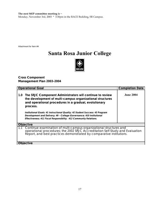 11-10-03 Agenda - Santa Rosa Junior College