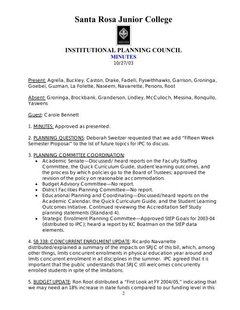 11-10-03 Agenda - Santa Rosa Junior College