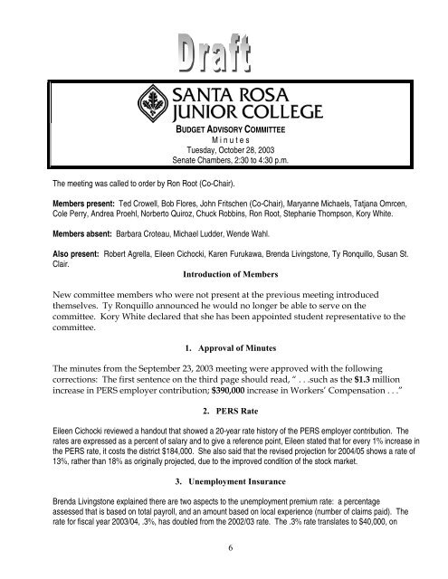 11-10-03 Agenda - Santa Rosa Junior College