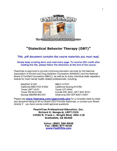 Dialectical Behavior Therapy (DBT) - FastCEUS