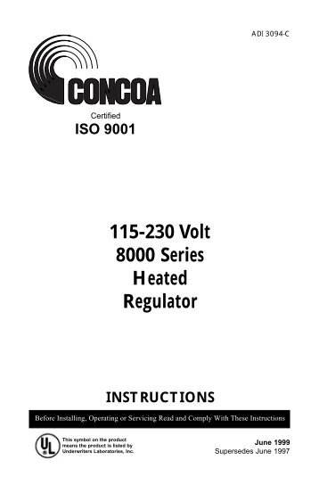 115-230 Volt 8000 Series Heated Regulator - Concoa