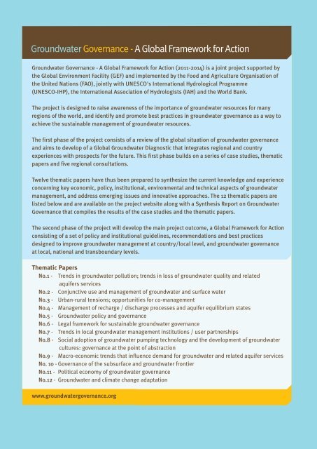 Thematic paper 3: Urban-rural tensions - Groundwater Governance