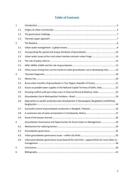 Thematic paper 3: Urban-rural tensions - Groundwater Governance