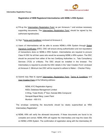 Intermediary Registration Process - NSDL