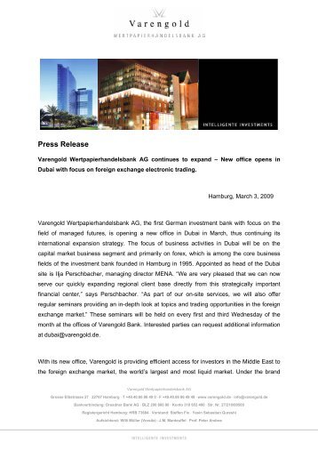 Press Release - Varengold Wertpapierhandelsbank AG