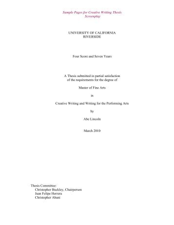 Creative Writing-Screenplay sample - University of California ...