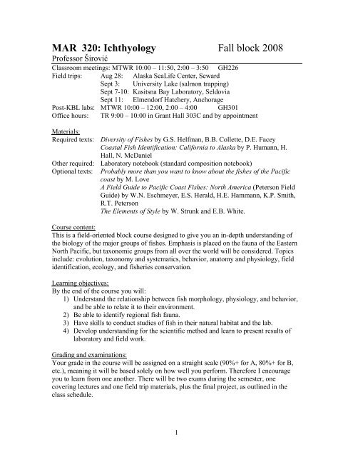 Example Syllabus (.PDF) - MARINE BIOLOGY at Alaska Pacific ...