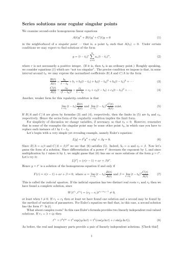 Series solutions near regular singular points - The Live Toad