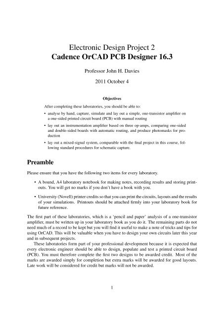 Cadence OrCAD PCB Designer - School of Engineering