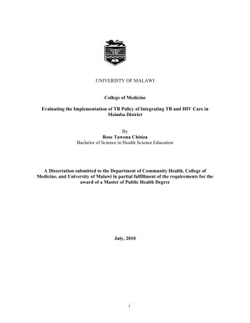 Rose Chisiza Dissertation.pdf - College of Medicine