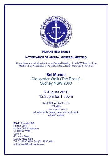 Notification of Annual General Meeting - Maritime Law Association ...