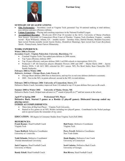 Torrian Gray's Resume - CoachesInc