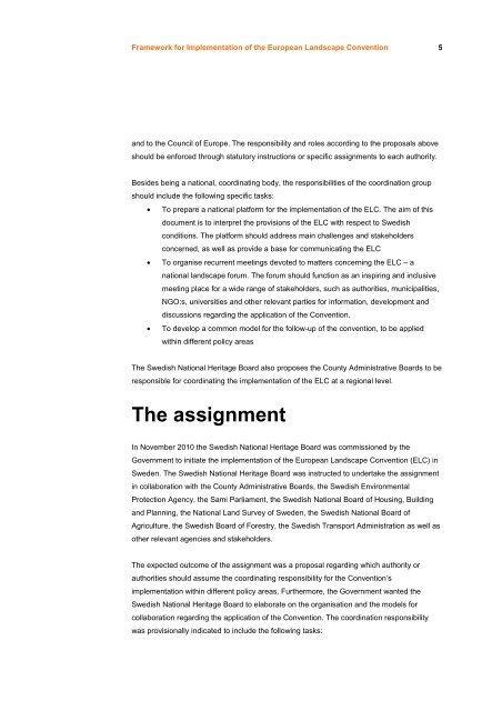 framework for implementation of the ELC in Sweden