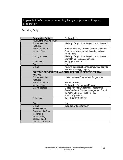 Afghanistan's Fourth National Report to the Convention on ...