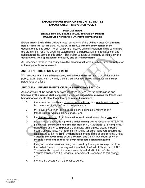 EBD-INS-06 - Export-Import Bank of the United States