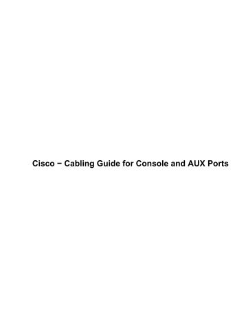 Cisco - Cabling Guide for Console and AUX Ports - GIRET