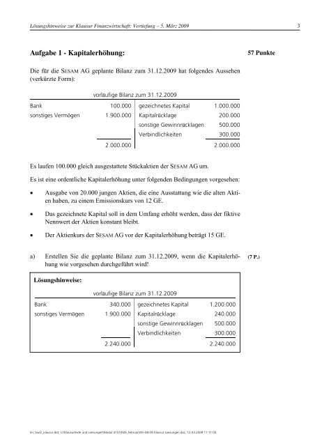 Finanzwirtschaft: Vertiefung - FernUniversitÃ¤t in Hagen